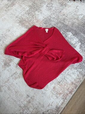 Chico's Twist-Front V-Neck Sweater in Red